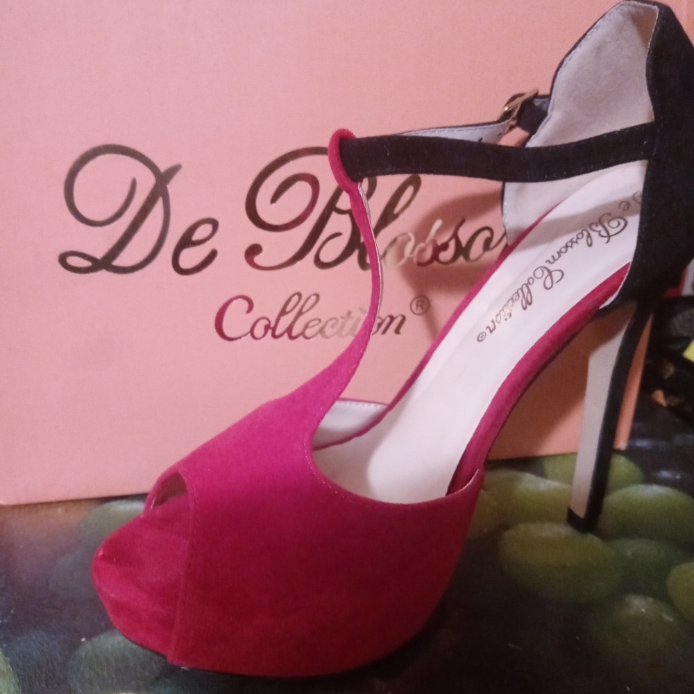 Black and WineSuede Women Heels